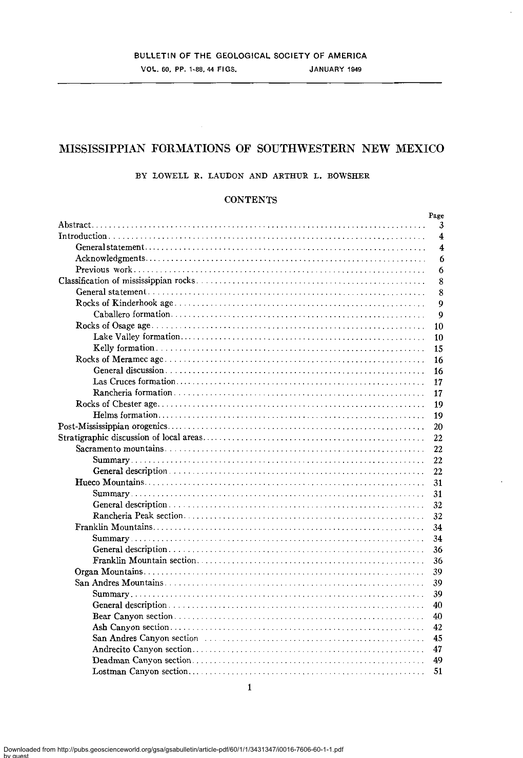 Bulletin of the Geological Society of America Vol. 60