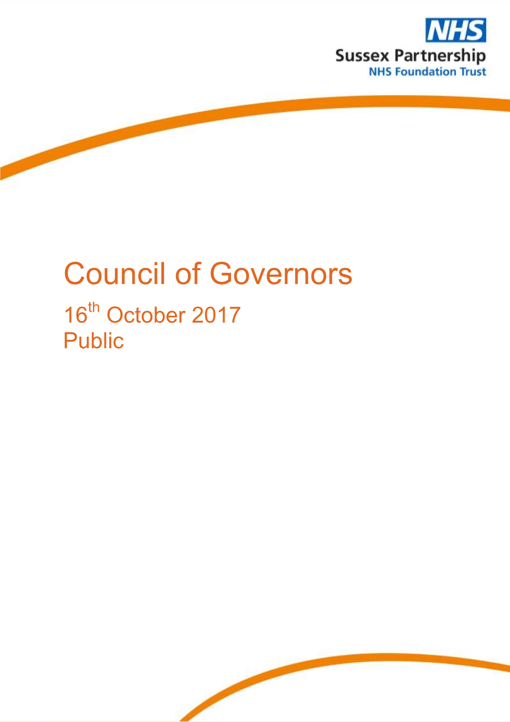 Council of Governors 16Th October 2017 Public