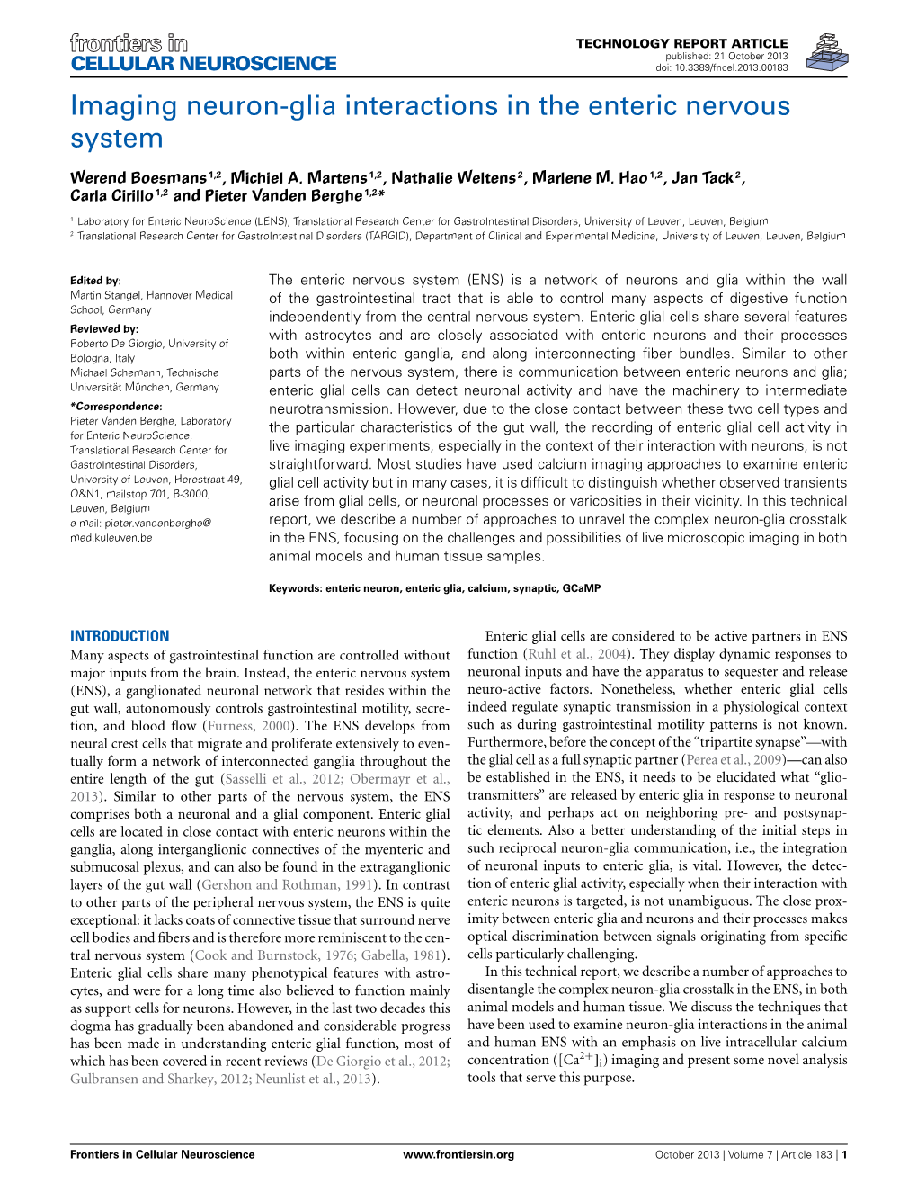 Imaging Neuron-Glia Interactions in the Enteric Nervous System