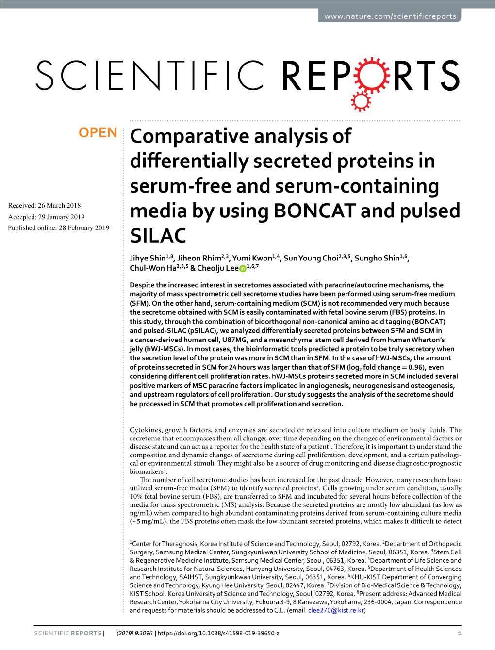 Comparative Analysis of Differentially Secreted Proteins in Serum-Free And