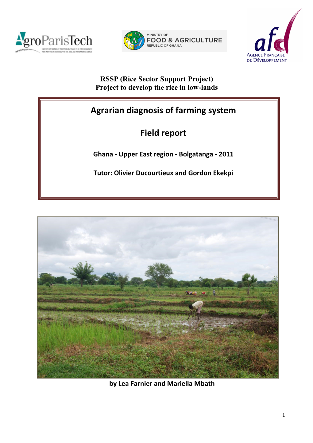 Agrarian Diagnosis of Farming System Field Report