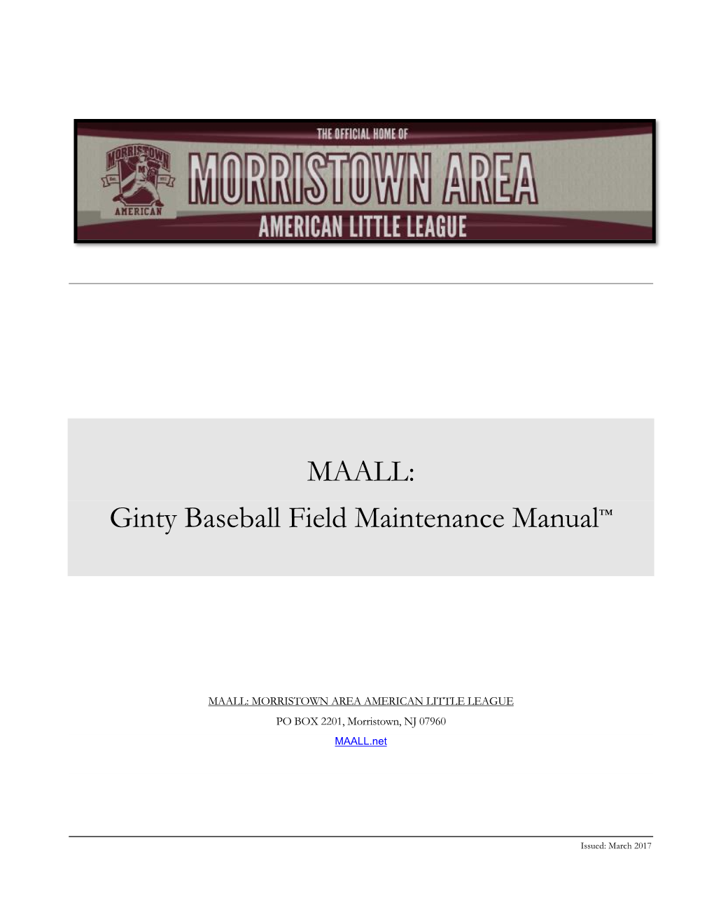 MAALL: Ginty Baseball Field Maintenance Manual™