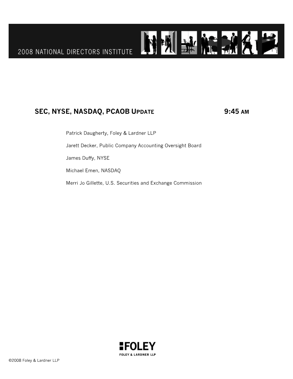 Sec, Nyse, Nasdaq, Pcaob U 9:45 Am