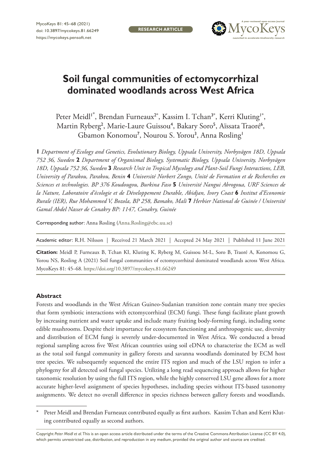 Soil Fungal Communities of Ectomycorrhizal Dominated Woodlands Across West Africa