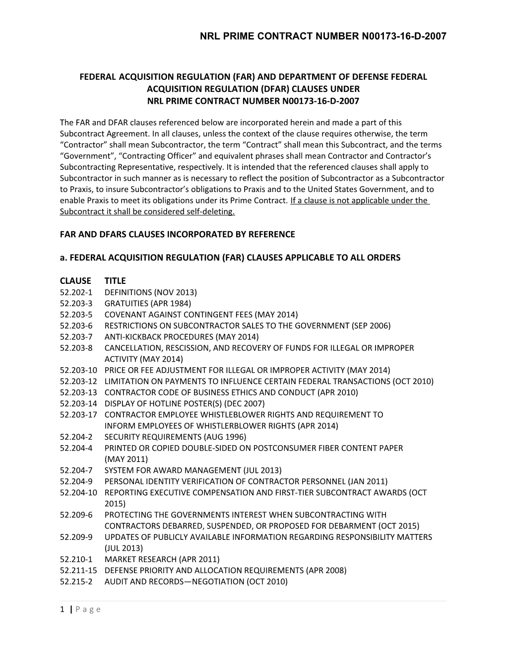 Nrl Prime Contract Number N00173-16-D-2007