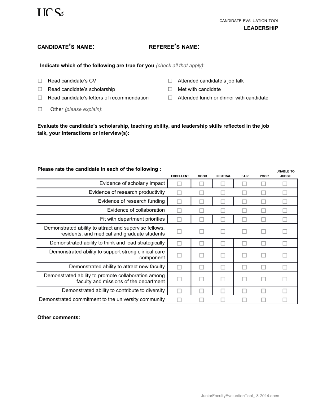 Candidate Evaluation Tool s1