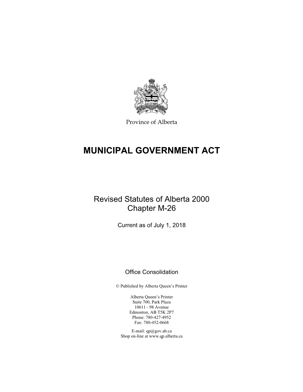 Municipal Government Act