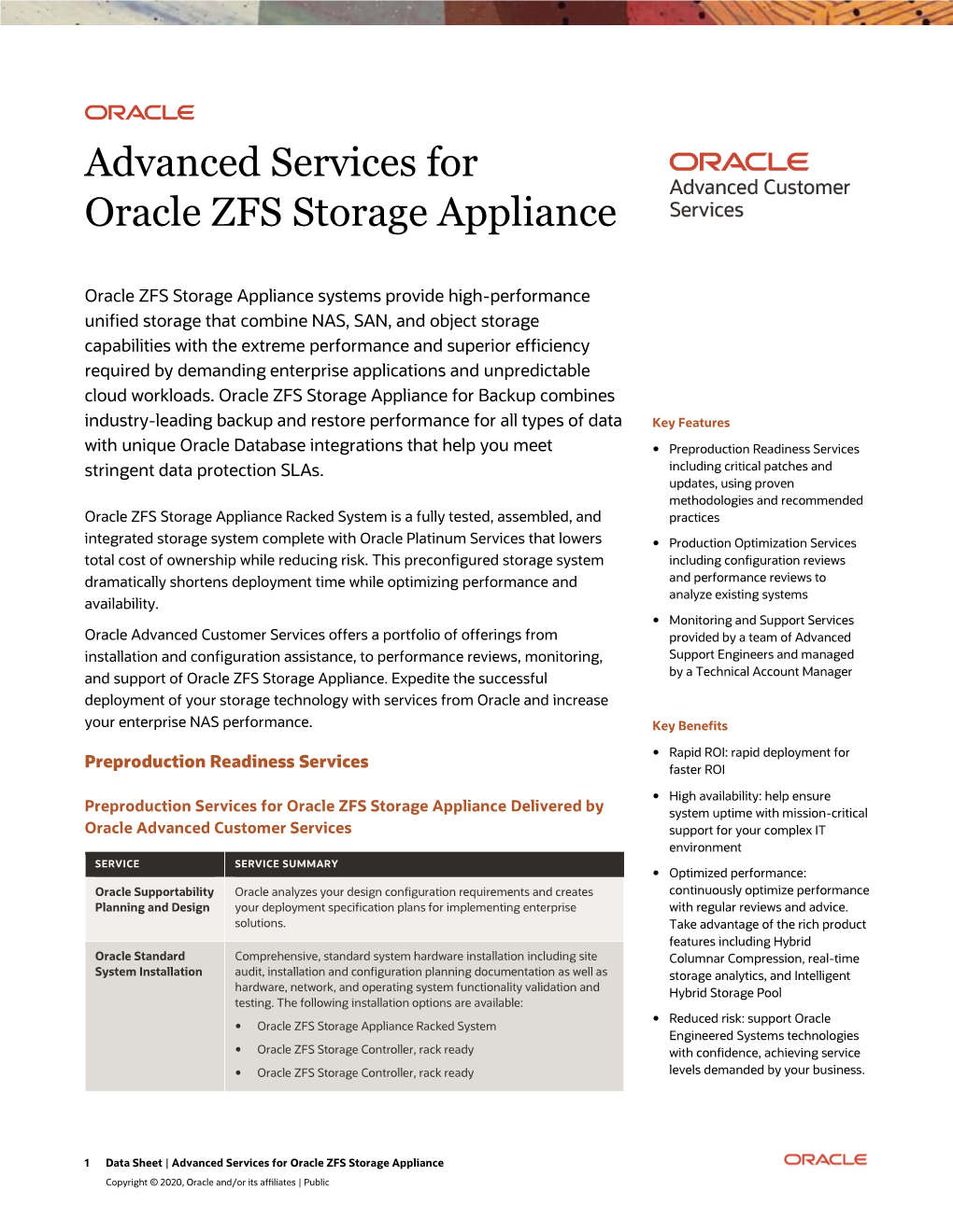Advanced Services for Oracle ZFS Storage Appliance (PDF)