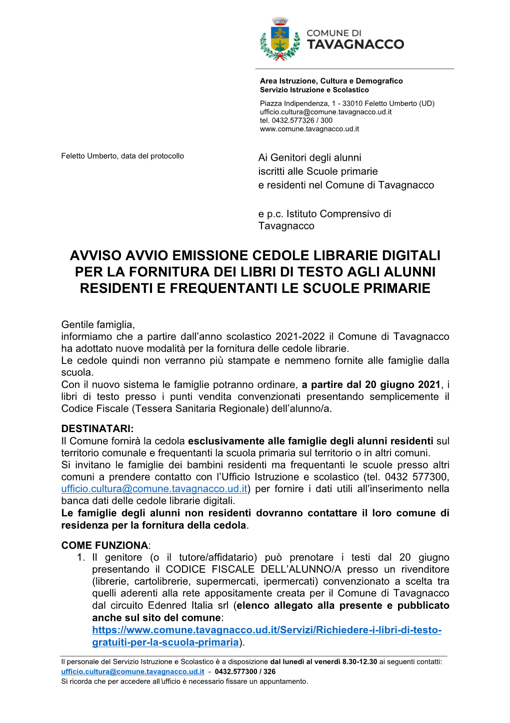 Avviso Avvio Emissione Cedole Librarie Digitali Per La Fornitura Dei Libri Di Testo Agli Alunni Residenti E Frequentanti Le Scuole Primarie