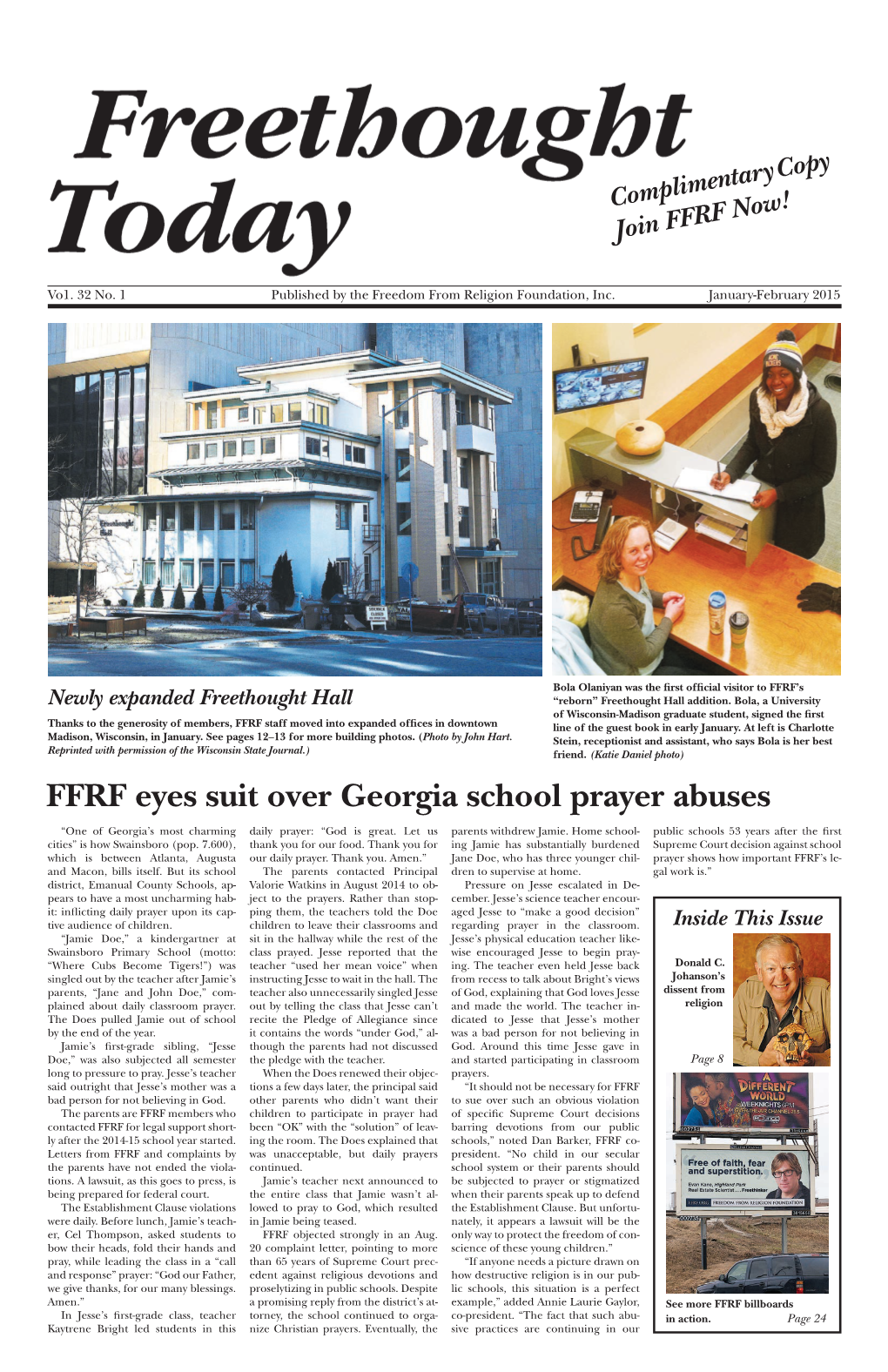 FFRF Eyes Suit Over Georgia School Prayer Abuses “One of Georgia’S Most Charming Daily Prayer: “God Is Great