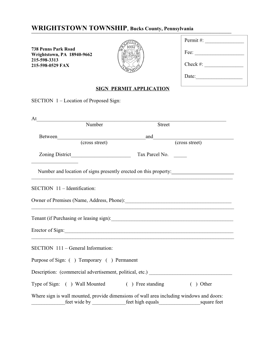 Sign Permit Application