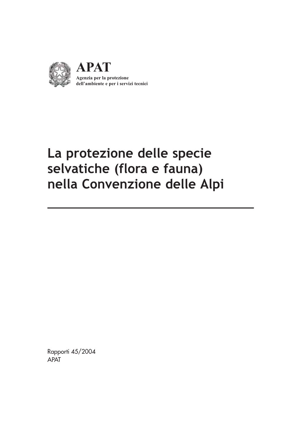 (Flora E Fauna) Nella Convenzione Delle Alpi