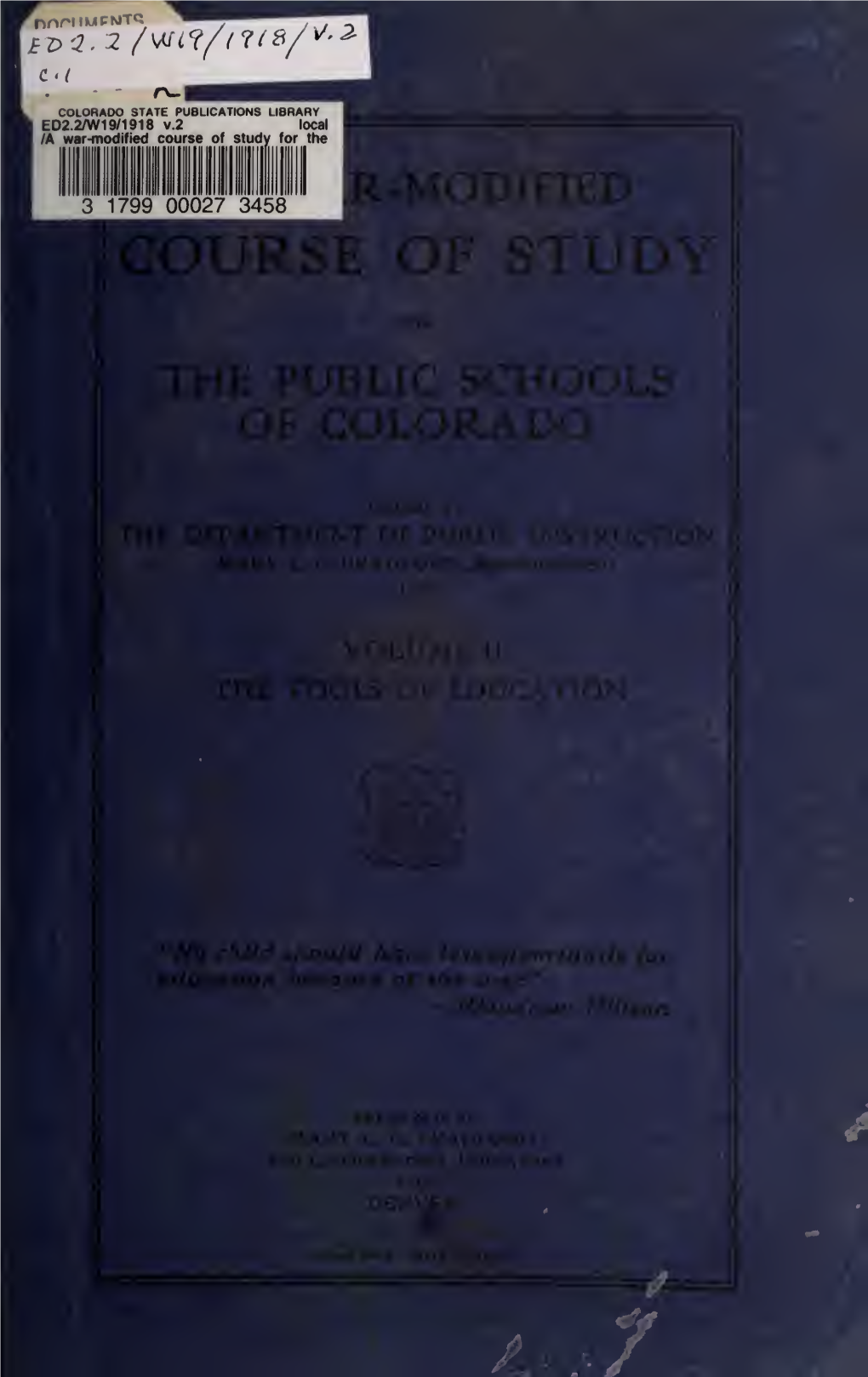 A War-Modified Course of Study for the Public Schools of Colorado