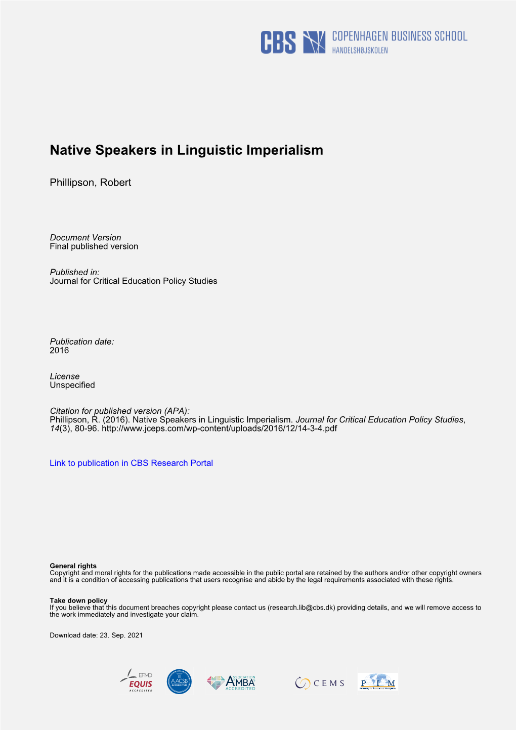 Native Speakers in Linguistic Imperialism