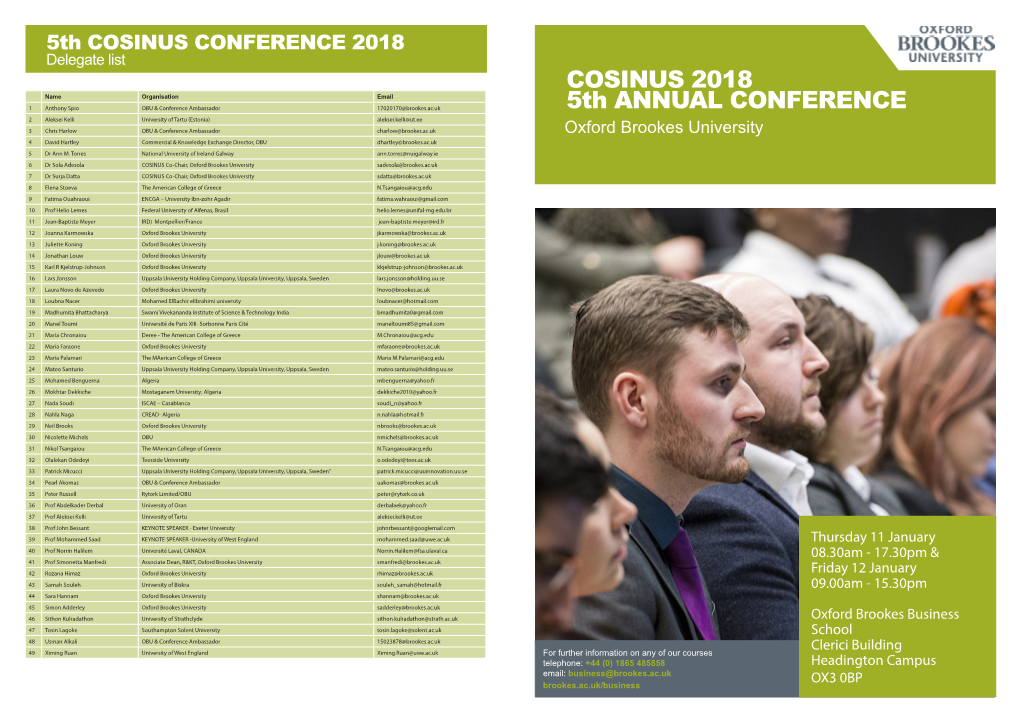 COSINUS 2018 5Th ANNUAL CONFERENCE