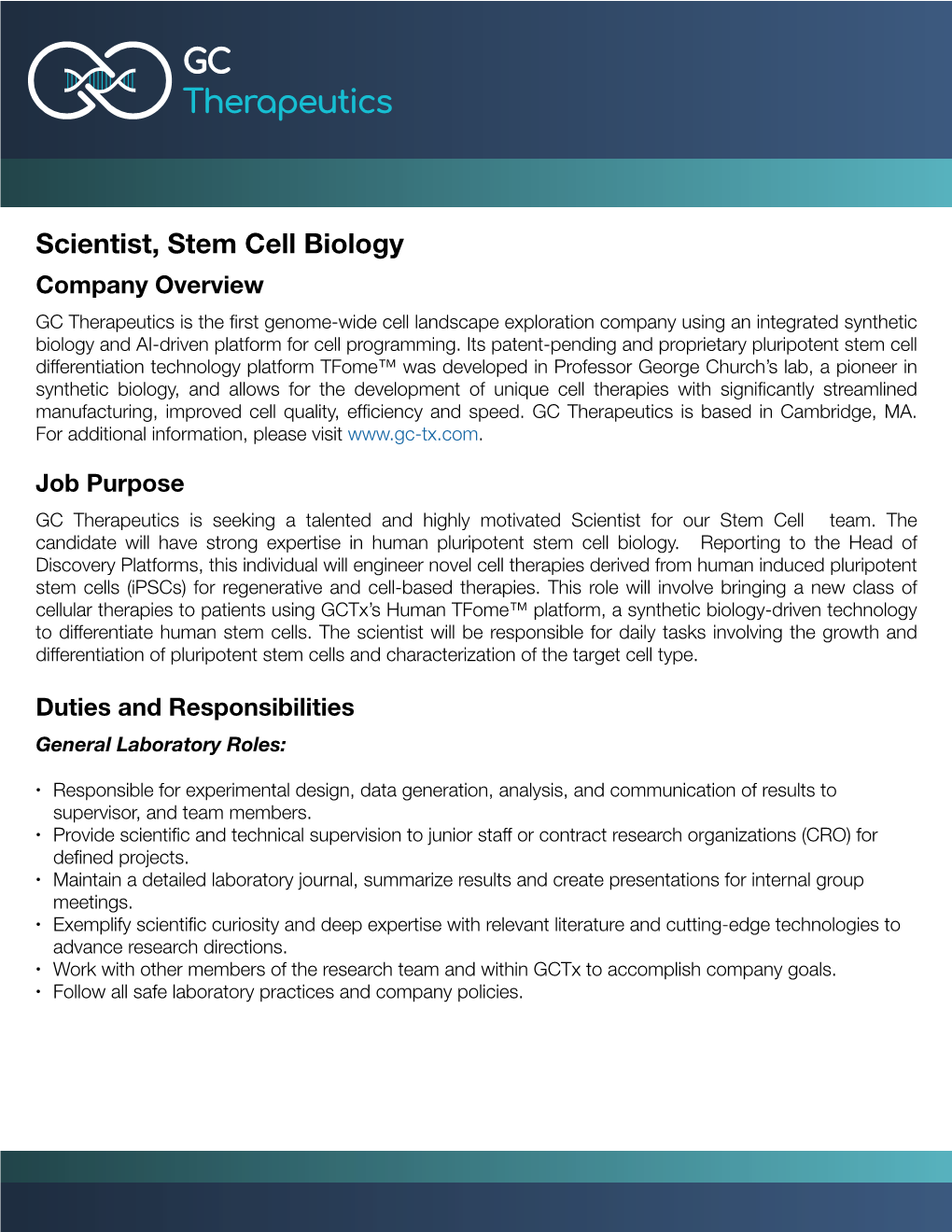 Scientist, Stem Cell Biology