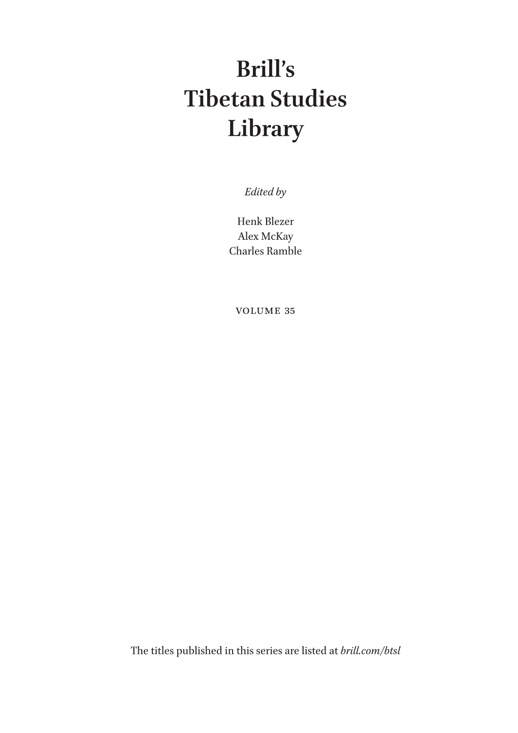 Brill's Tibetan Studies Library