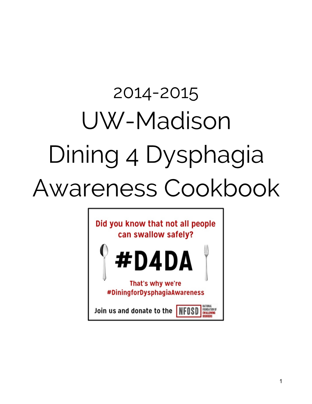 UW-Madison Dining 4 Dysphagia Awareness Cookbook