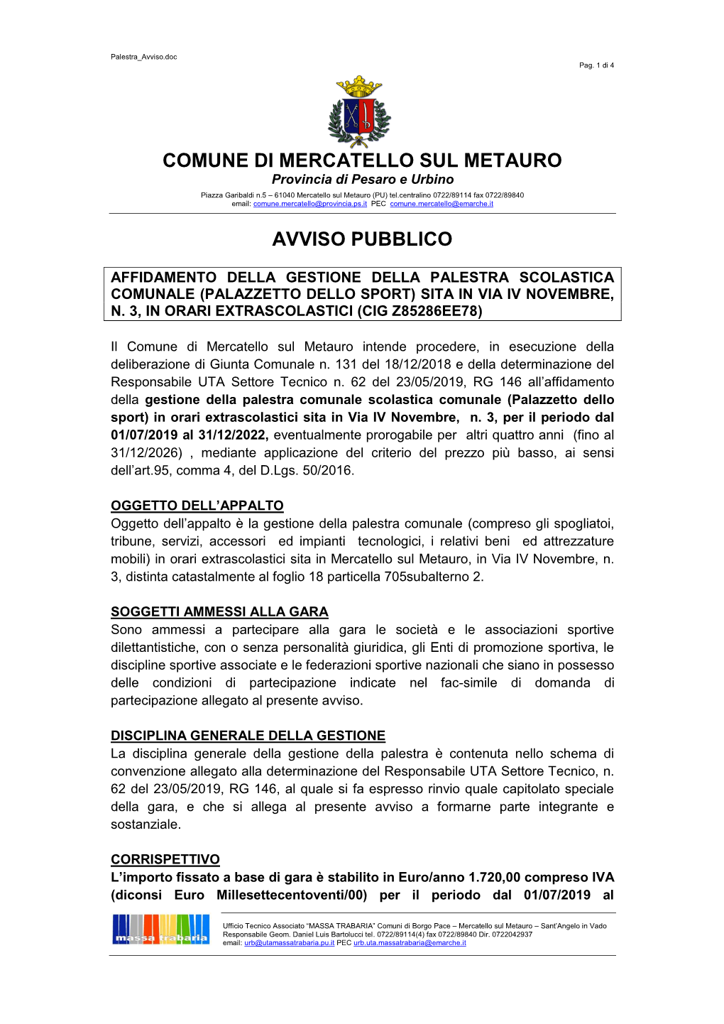 Comune Di Mercatello Sul Metauro Avviso Pubblico