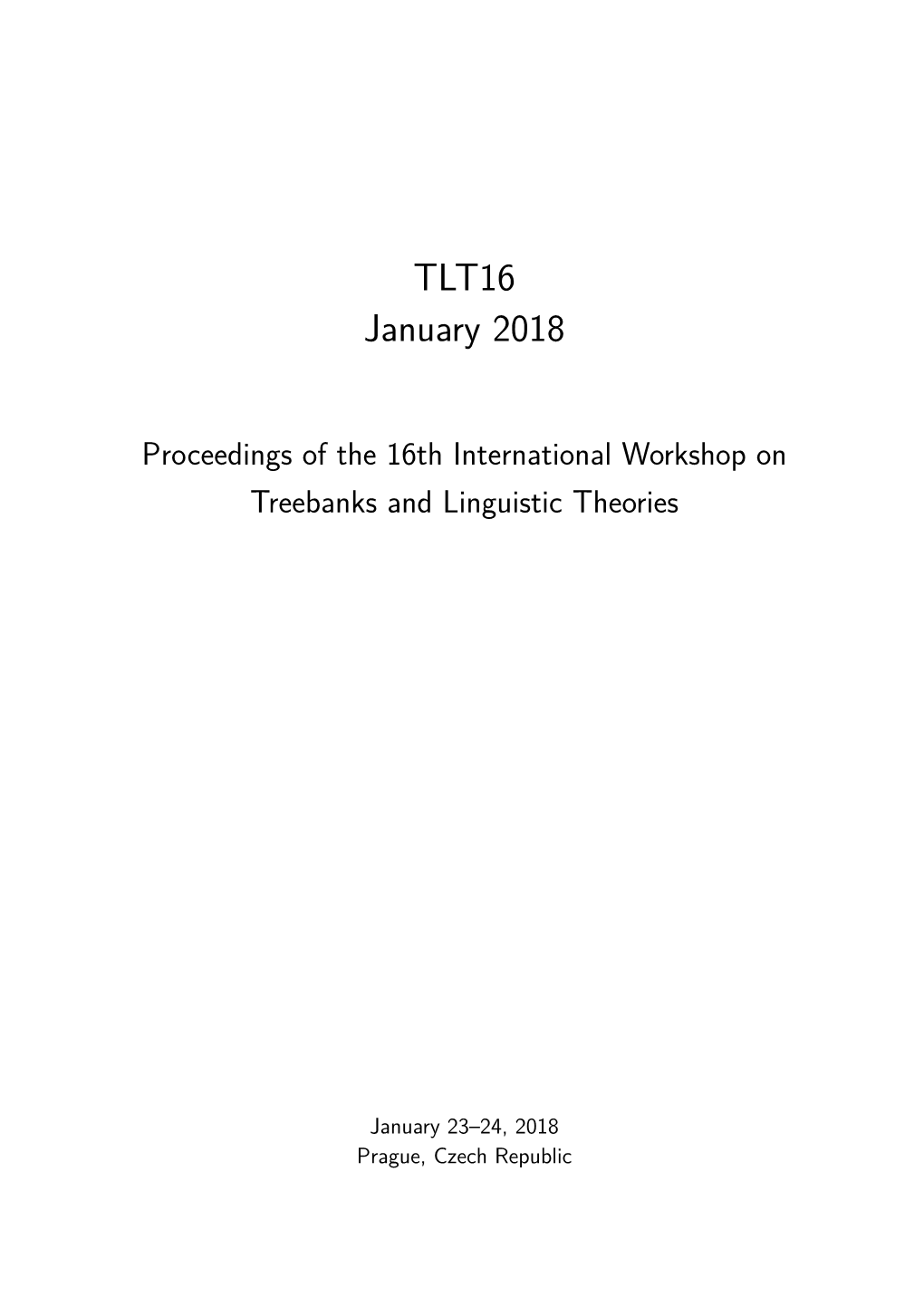 Proceedings of the 16Th International Workshop on Treebanks and Linguistic Theories