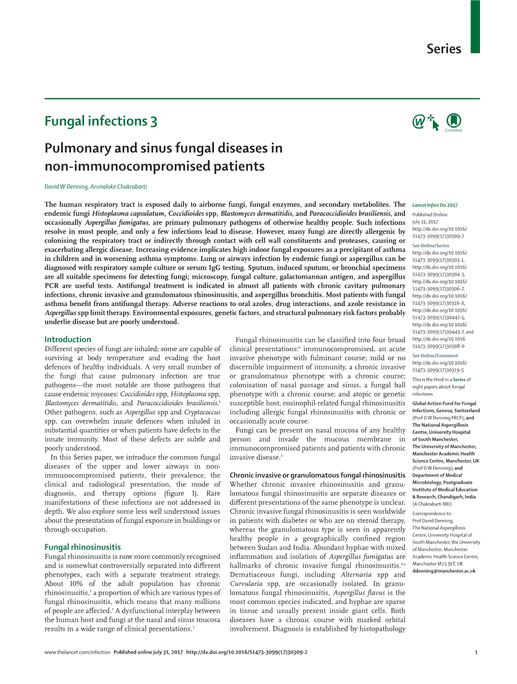 Series Fungal Infections 3 Pulmonary and Sinus Fungal Diseases in Non