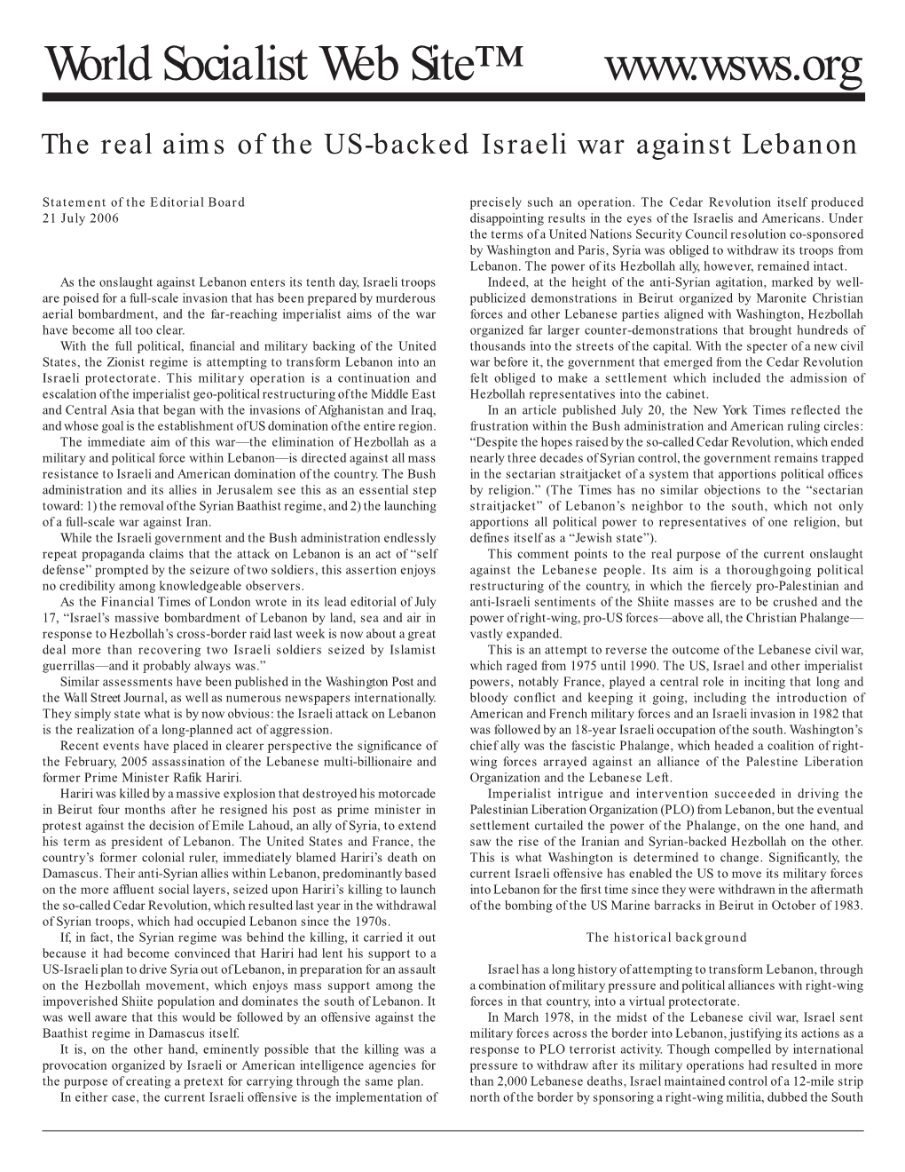 The Real Aims of the US-Backed Israeli War Against Lebanon