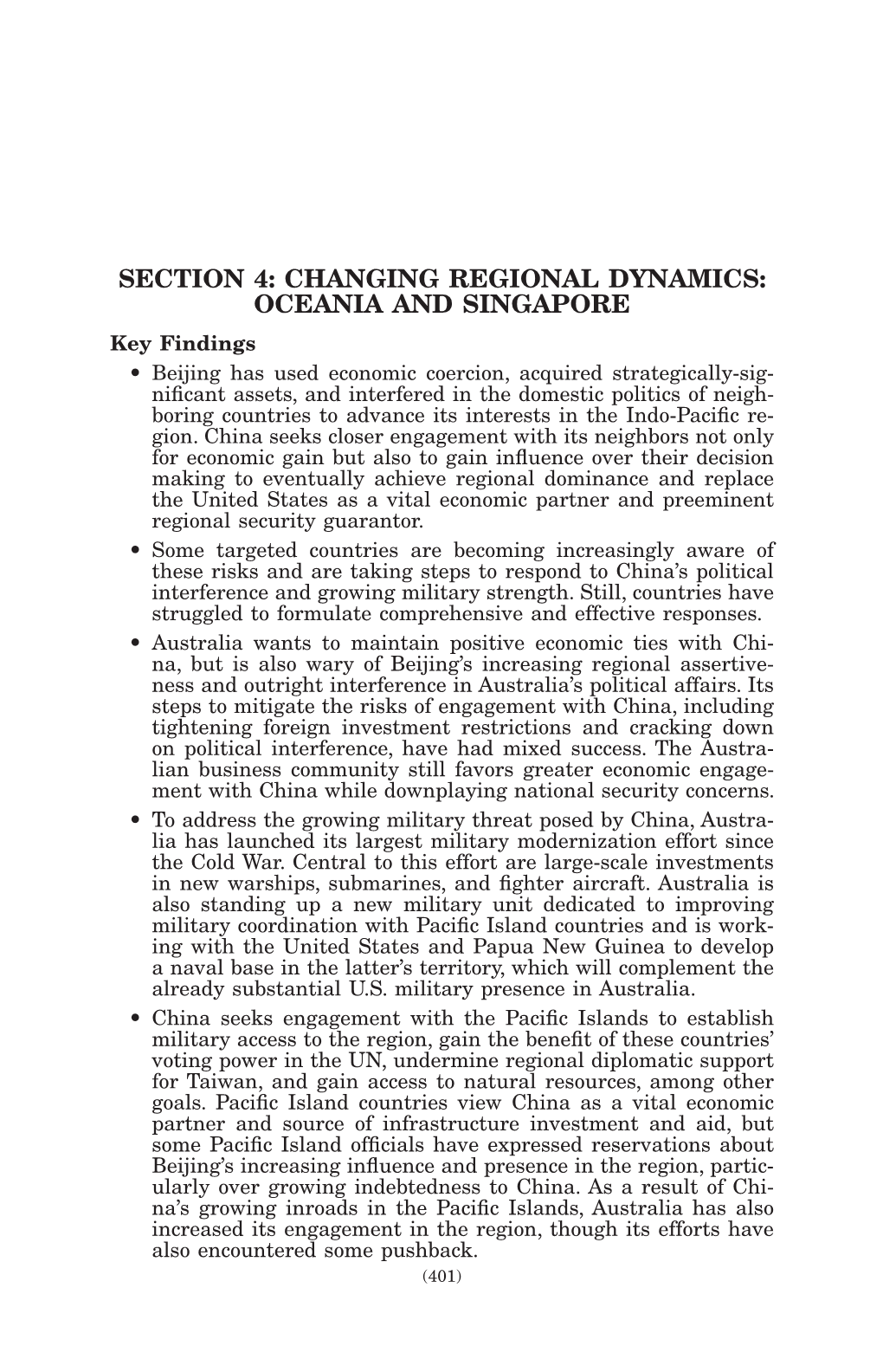 Changing Regional Dynamics: Oceania and Singapore