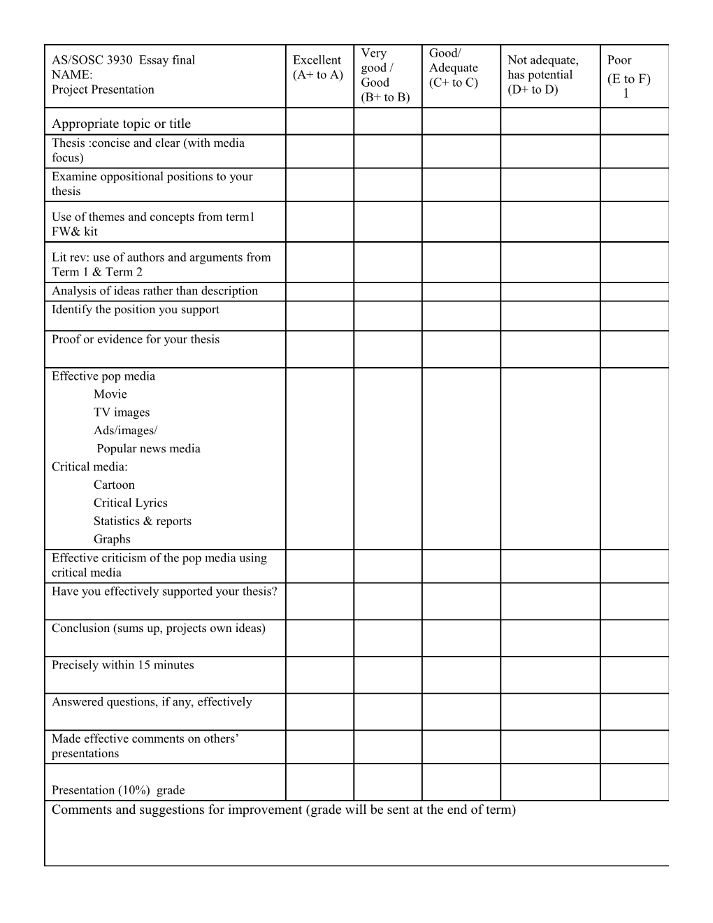 AS/SOSC 1740 Essay #2 - 15%