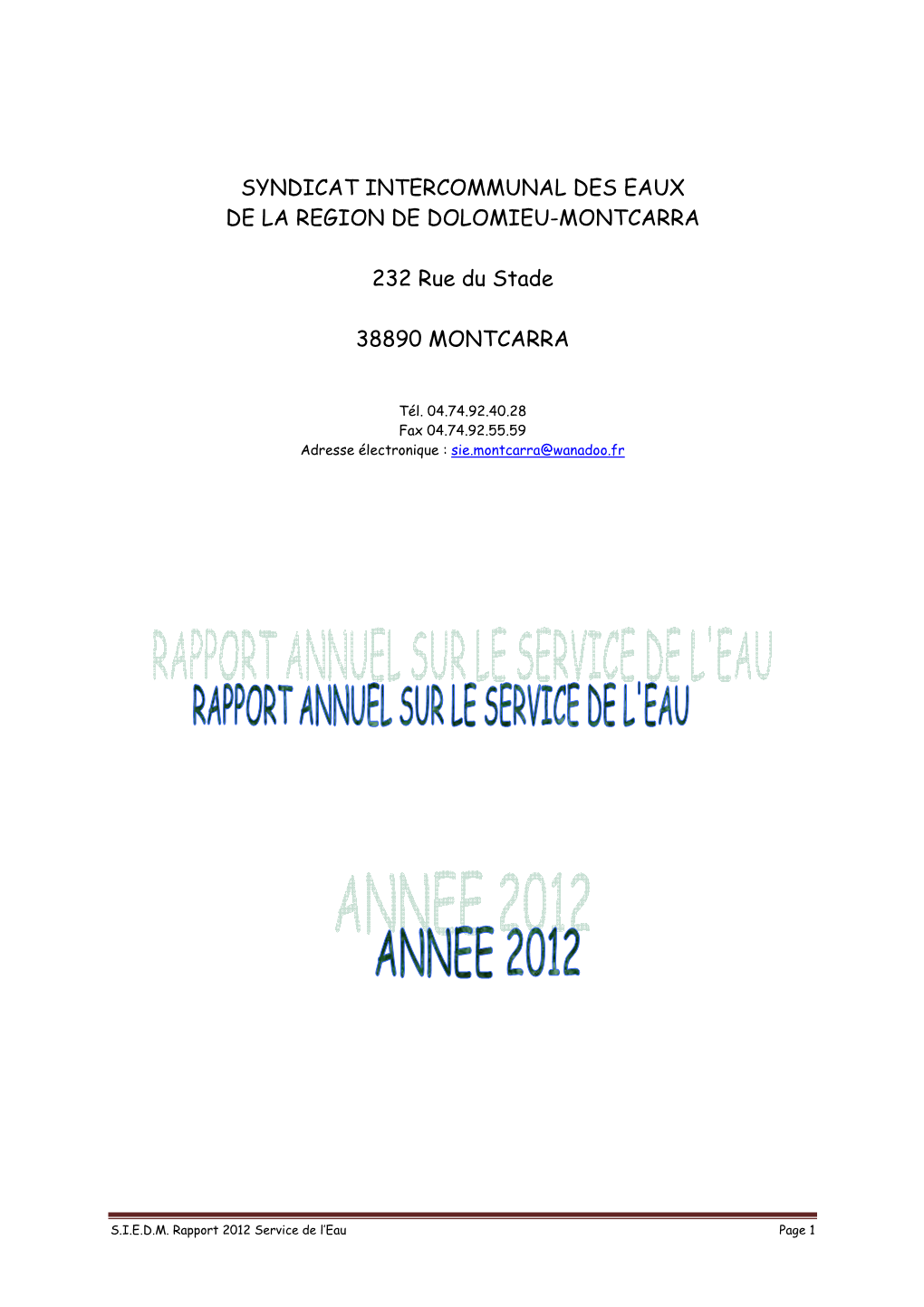 Rapport 2012 Sur L'eau