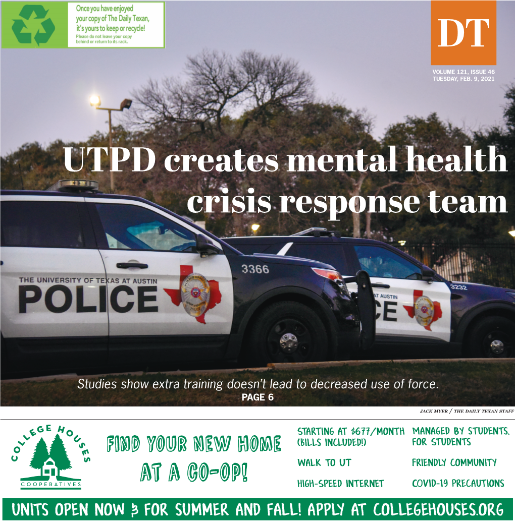 UTPD Creates Mental Health Crisis Response Team