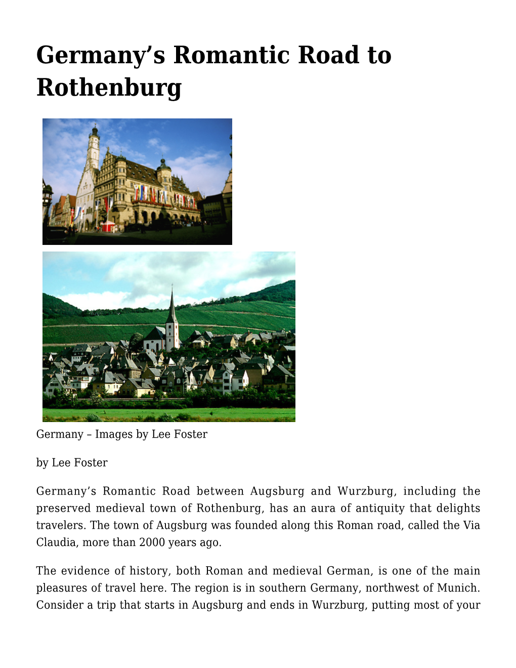 S Romantic Road to Rothenburg