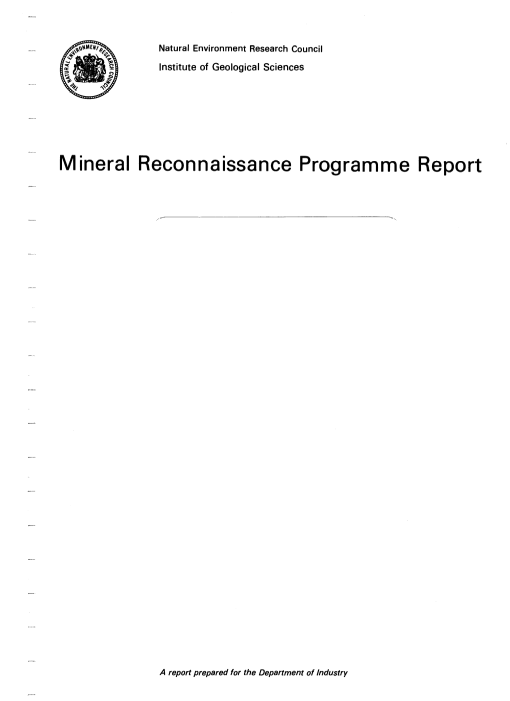 Mineral Reconnaissance Programme Report