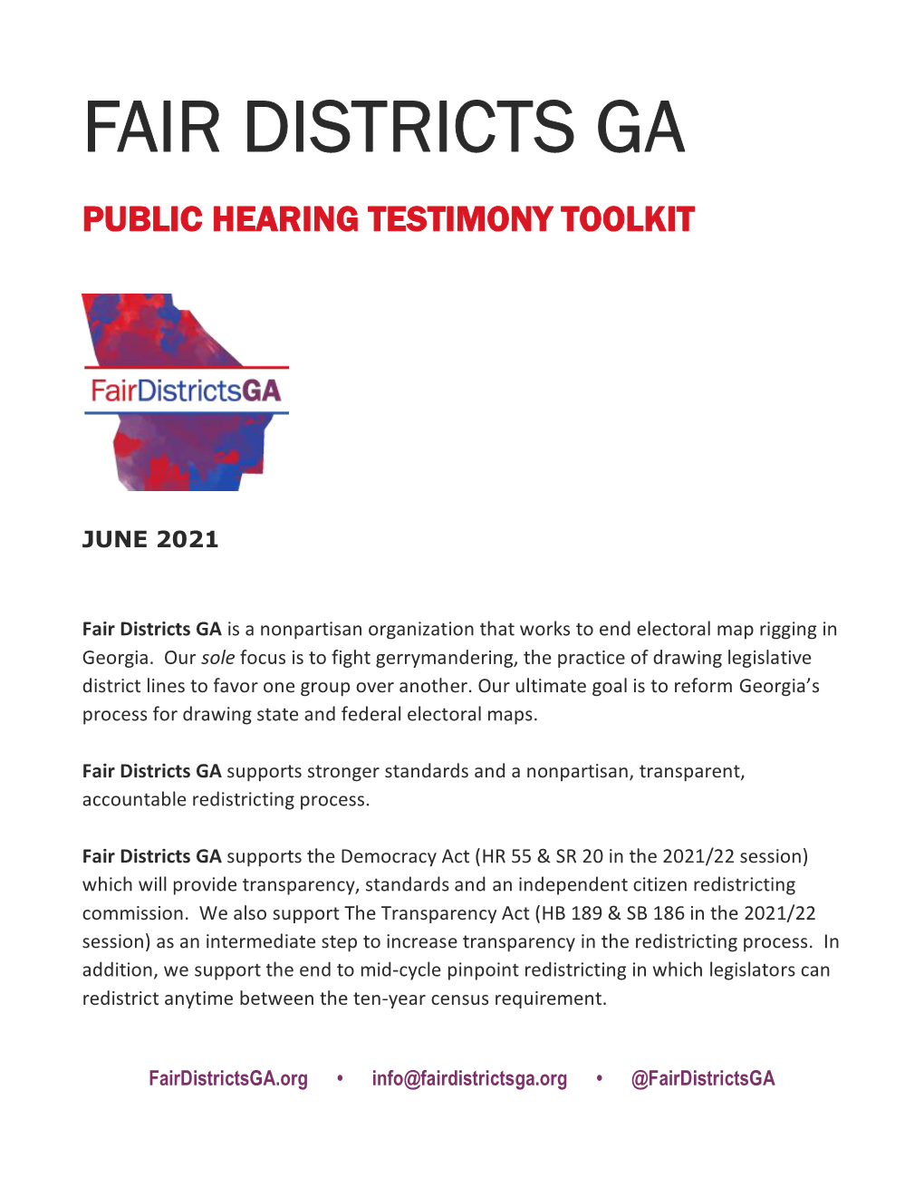 Fair Districts Ga Public Hearing Testimony Toolkit