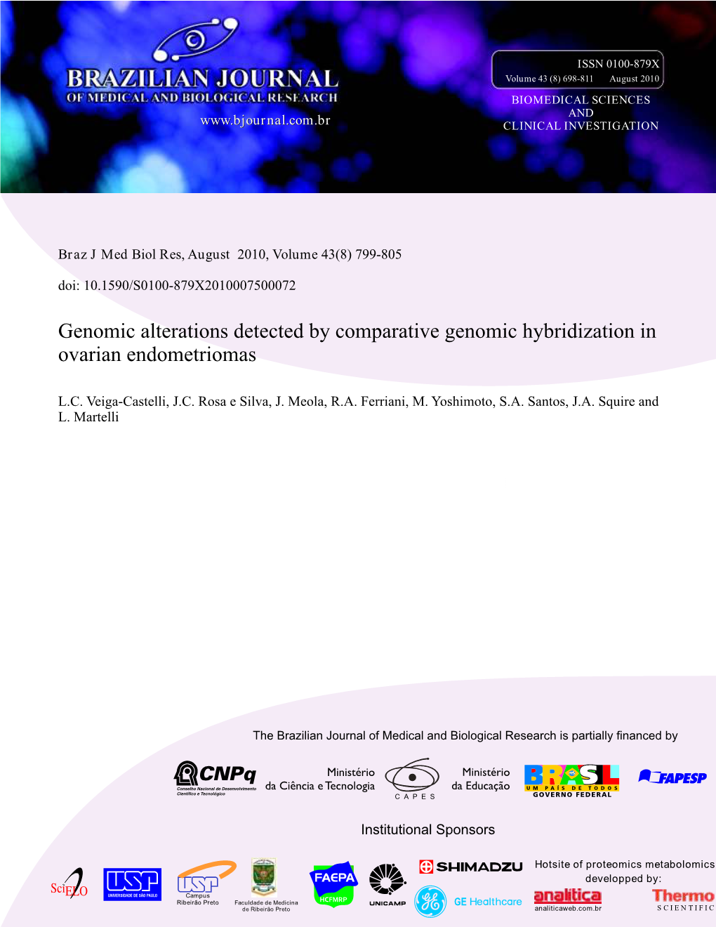 Genomic Alterations Detected by Comparative Genomic Hybridization in Ovarian Endometriomas