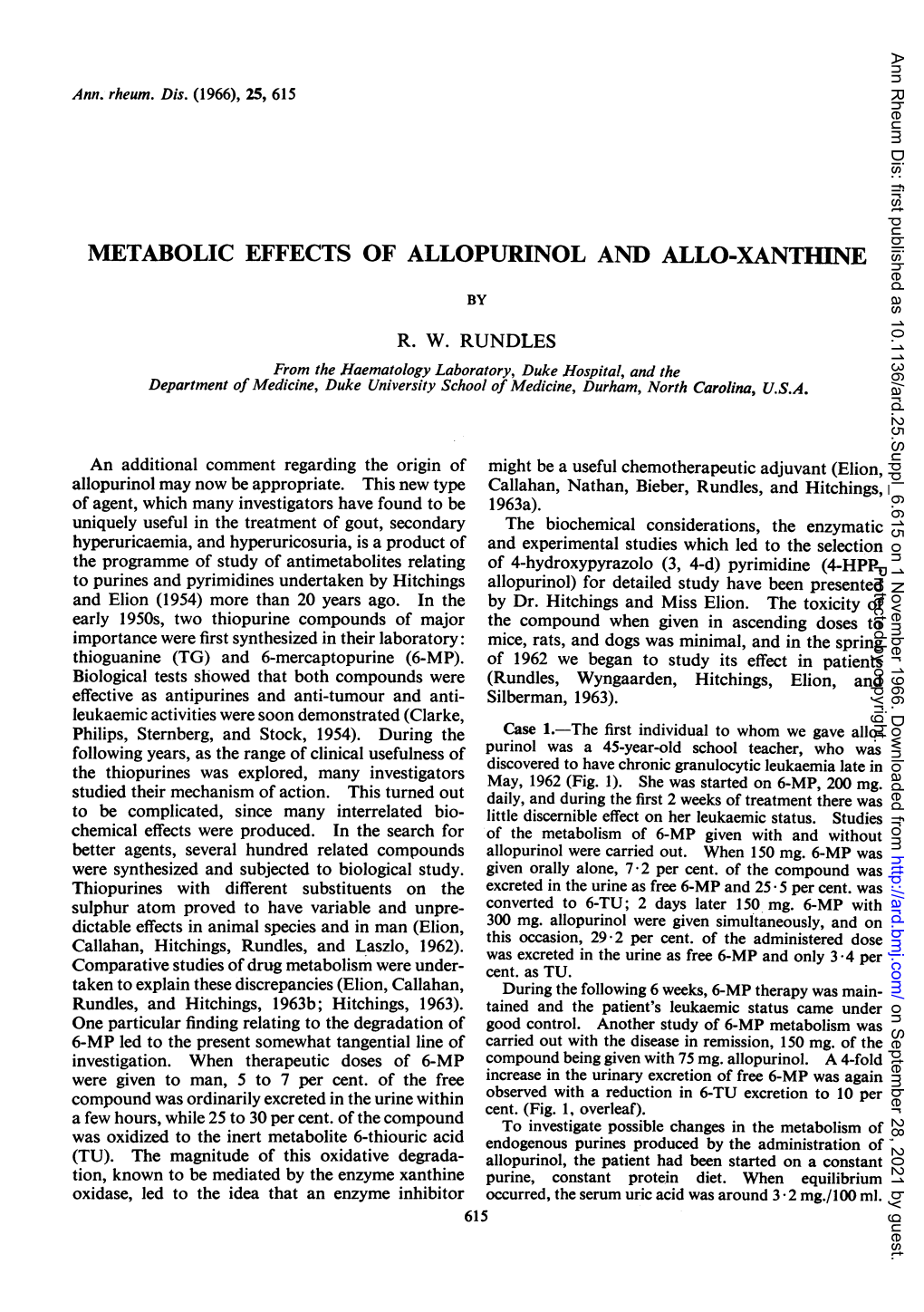 Metabolic Effects of Allopurinol and Allo-Xanthine by R