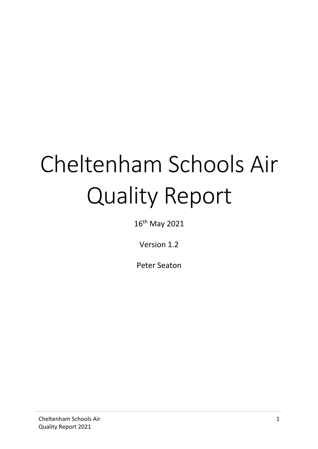 Cheltenham Schools Air Quality Report