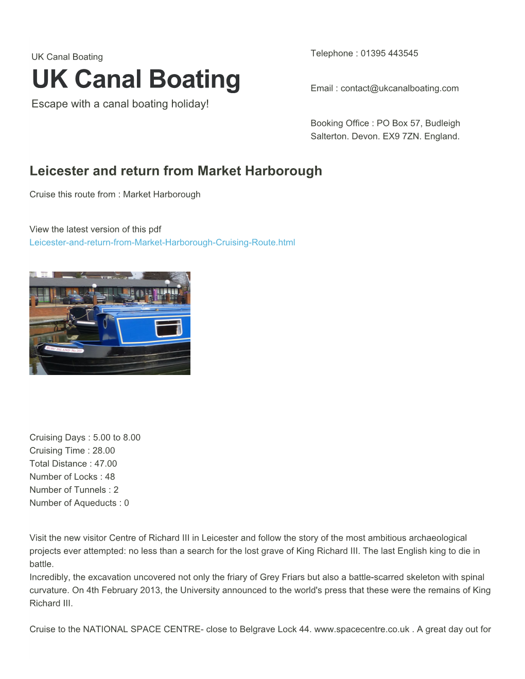 Leicester and Return from Market Harborough | UK Canal Boating