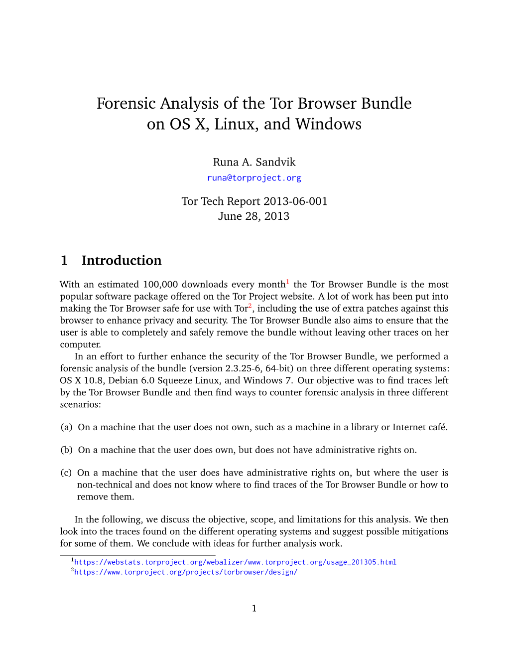 Forensic Analysis of the Tor Browser Bundle on OS X, Linux, and Windows