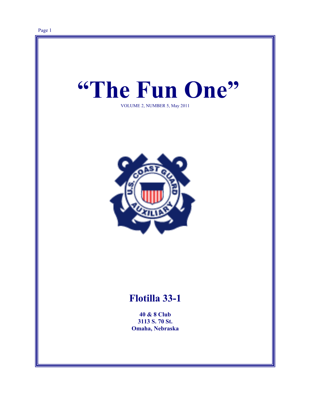 “The Fun One” VOLUME 2, NUMBER 5, May 2011