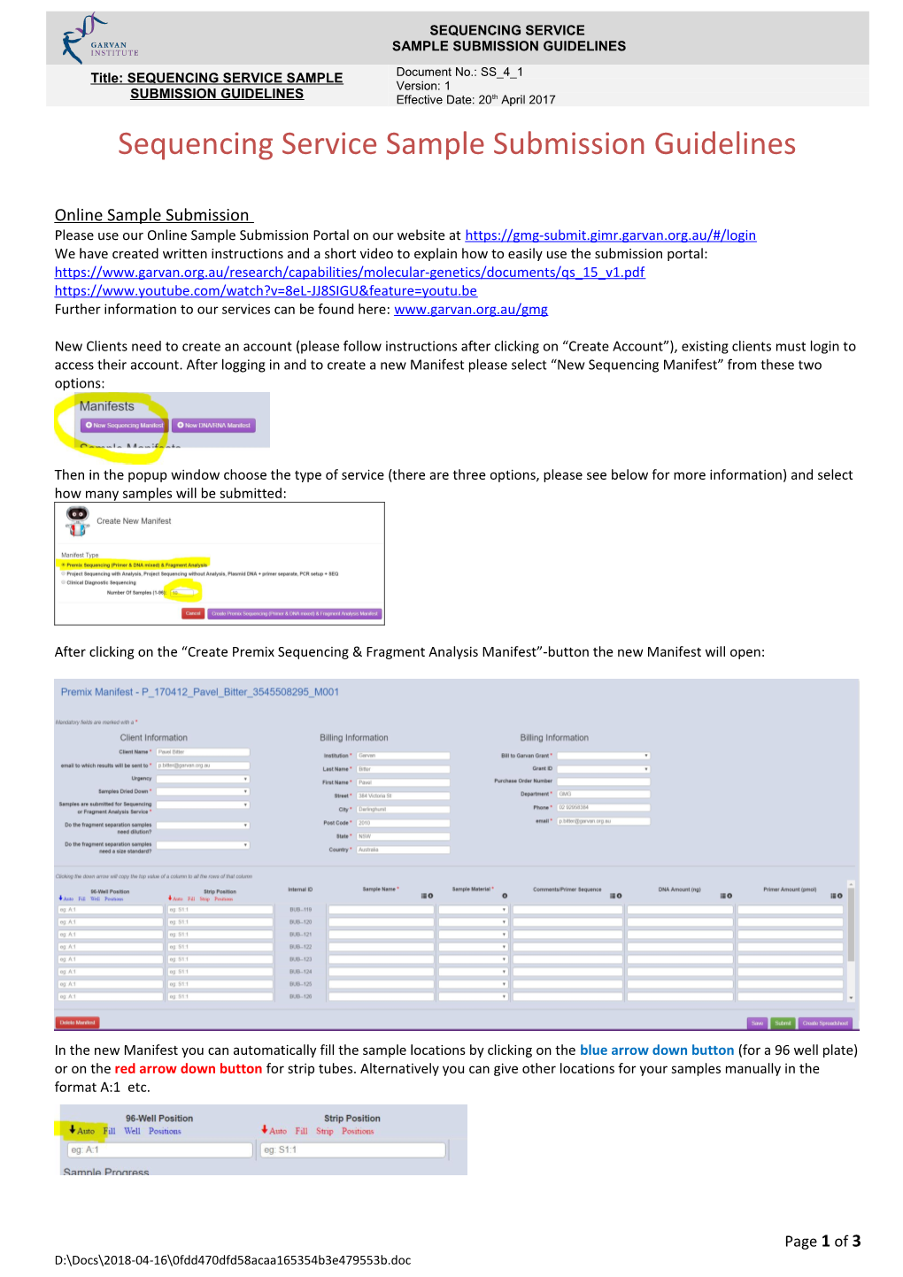 Sequencing Service Sample Submission Guidelines