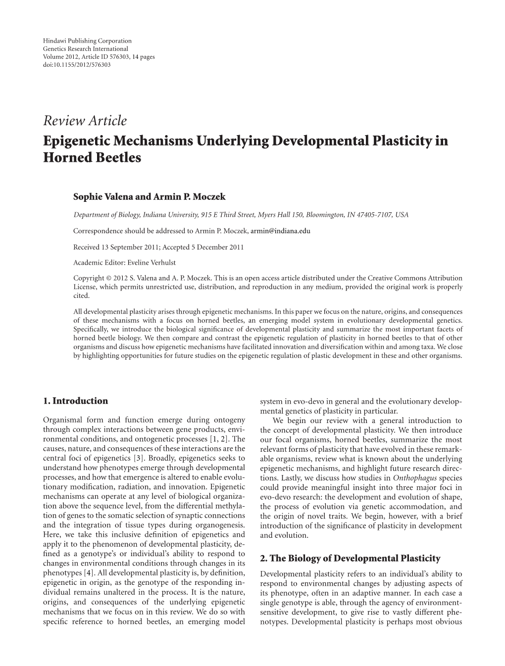 Epigenetic Mechanisms Underlying Developmental Plasticity in Horned Beetles