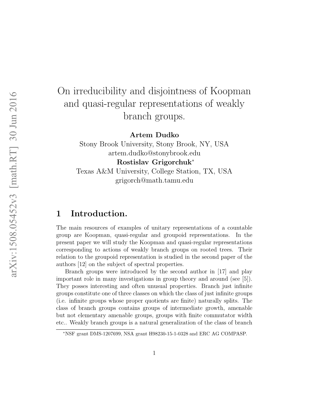 On Irreducibility and Disjointness of Koopman and Quasi-Regular