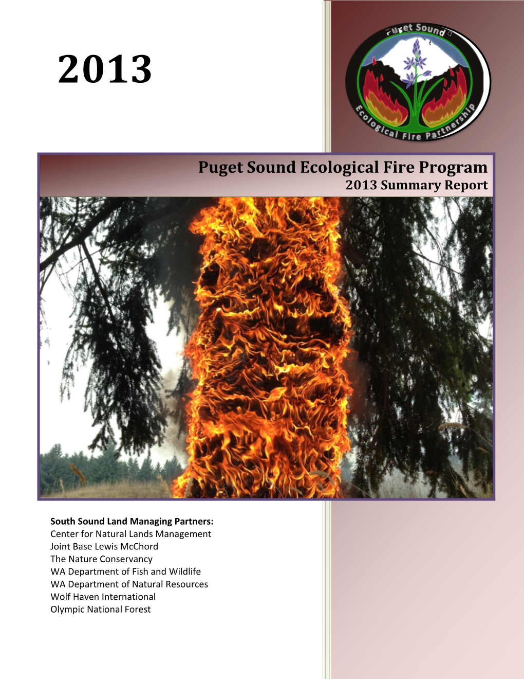 South Puget Sound Ecological Fire Program Goals Framework