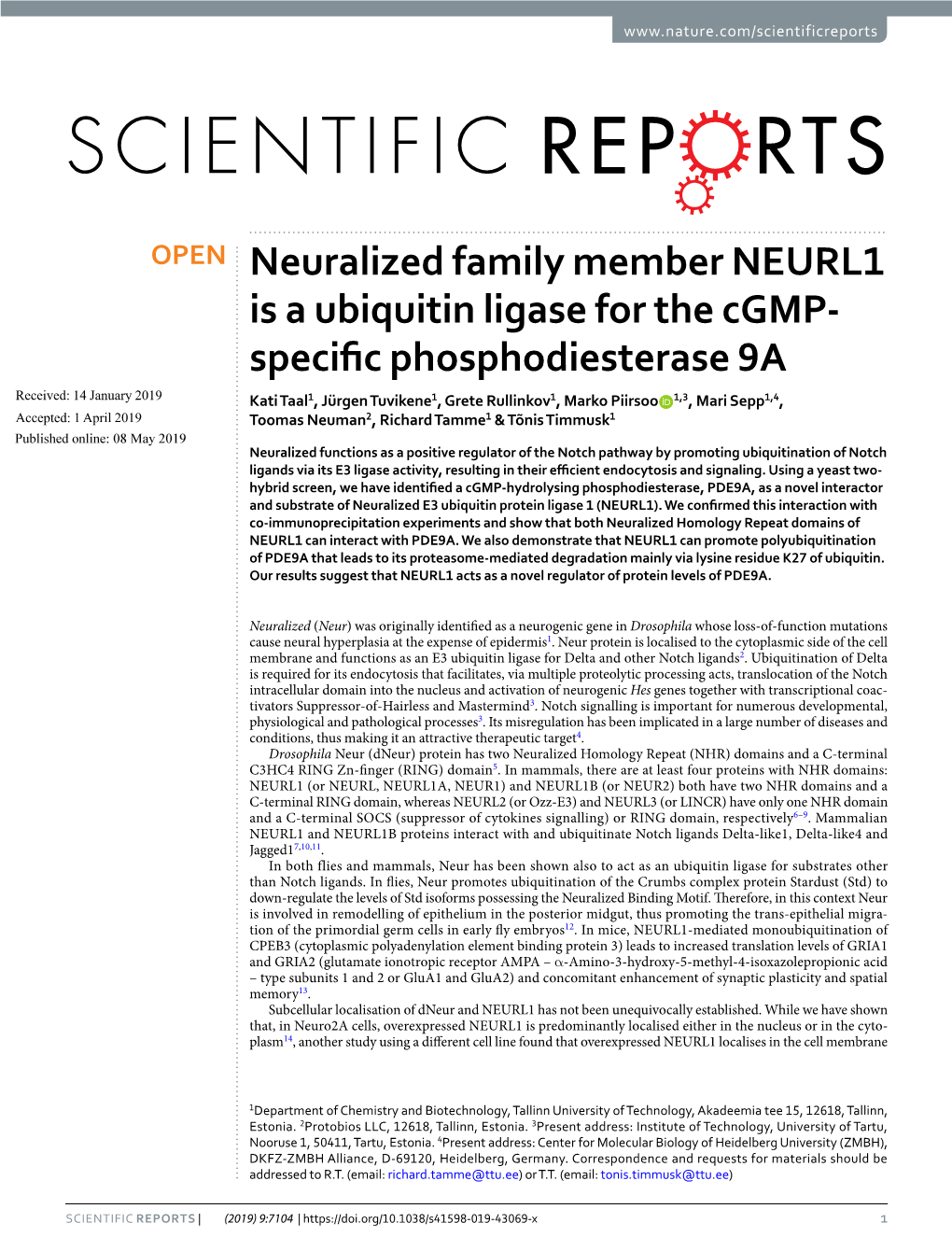 Neuralized Family Member NEURL1 Is a Ubiquitin Ligase for the Cgmp
