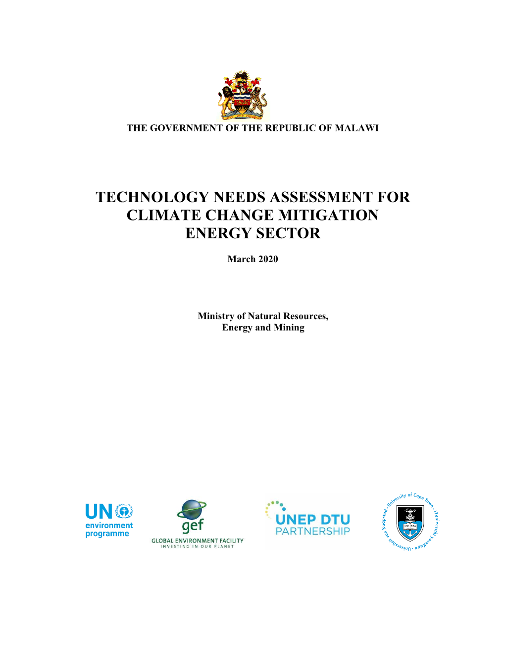 Technology Needs Assessment for Climate Change Mitigation Energy Sector