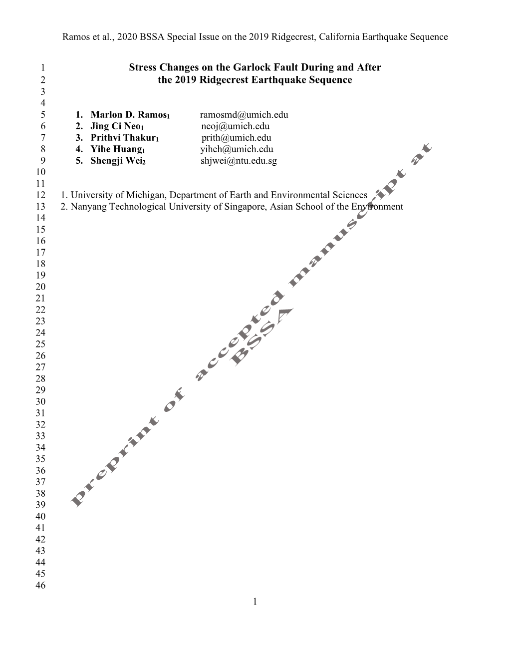 Stress Changes on the Garlock Fault During and After the 2019