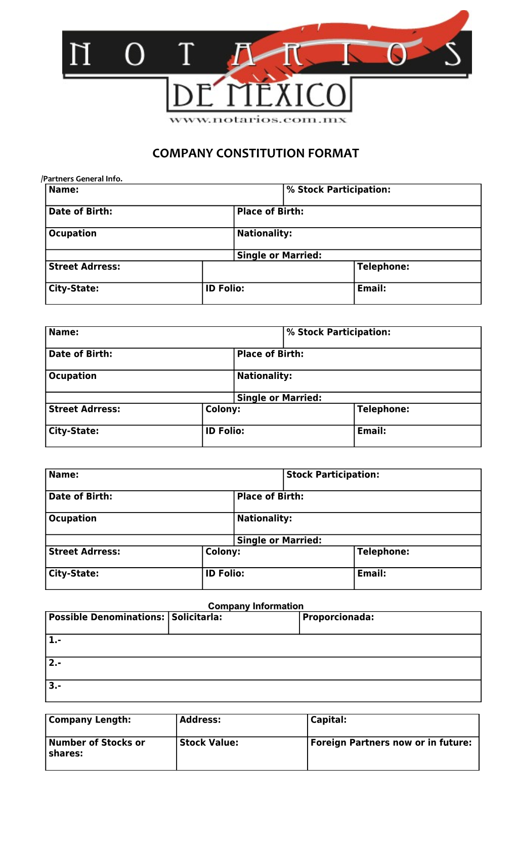 Company Constitution Format