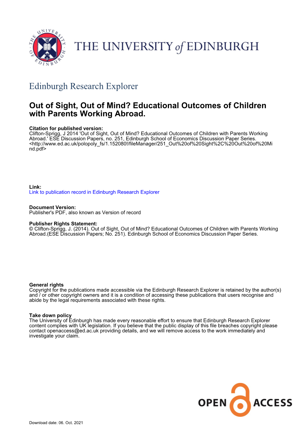 Educational Outcomes of Children with Parents Working Abroad