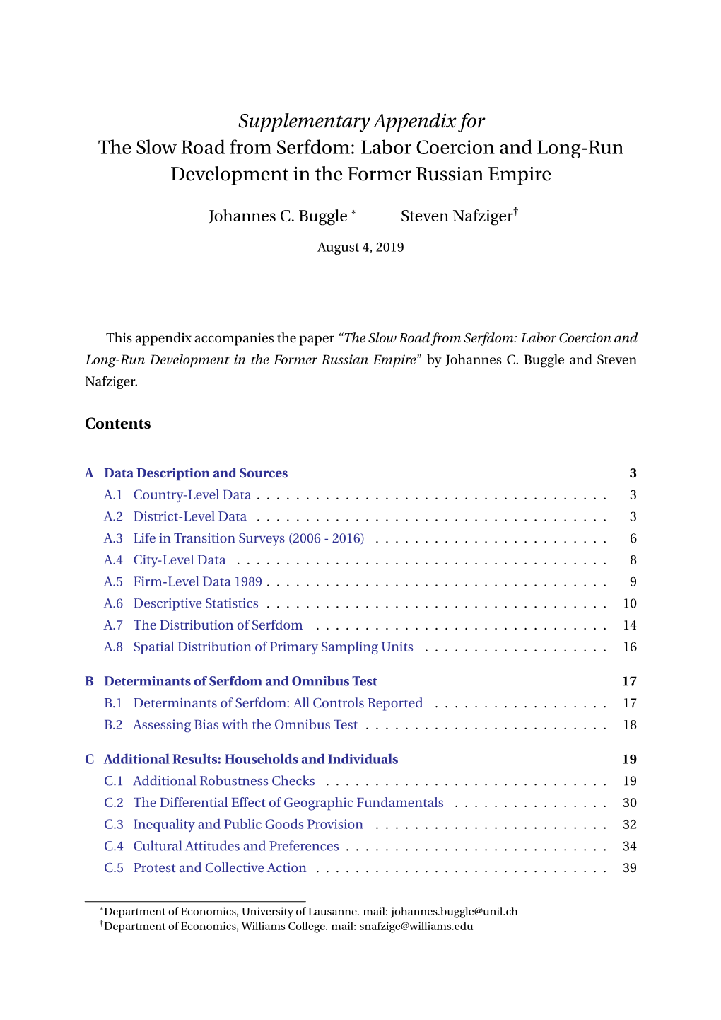 Supplementary Appendix for the Slow Road from Serfdom: Labor Coercion and Long-Run Development in the Former Russian Empire