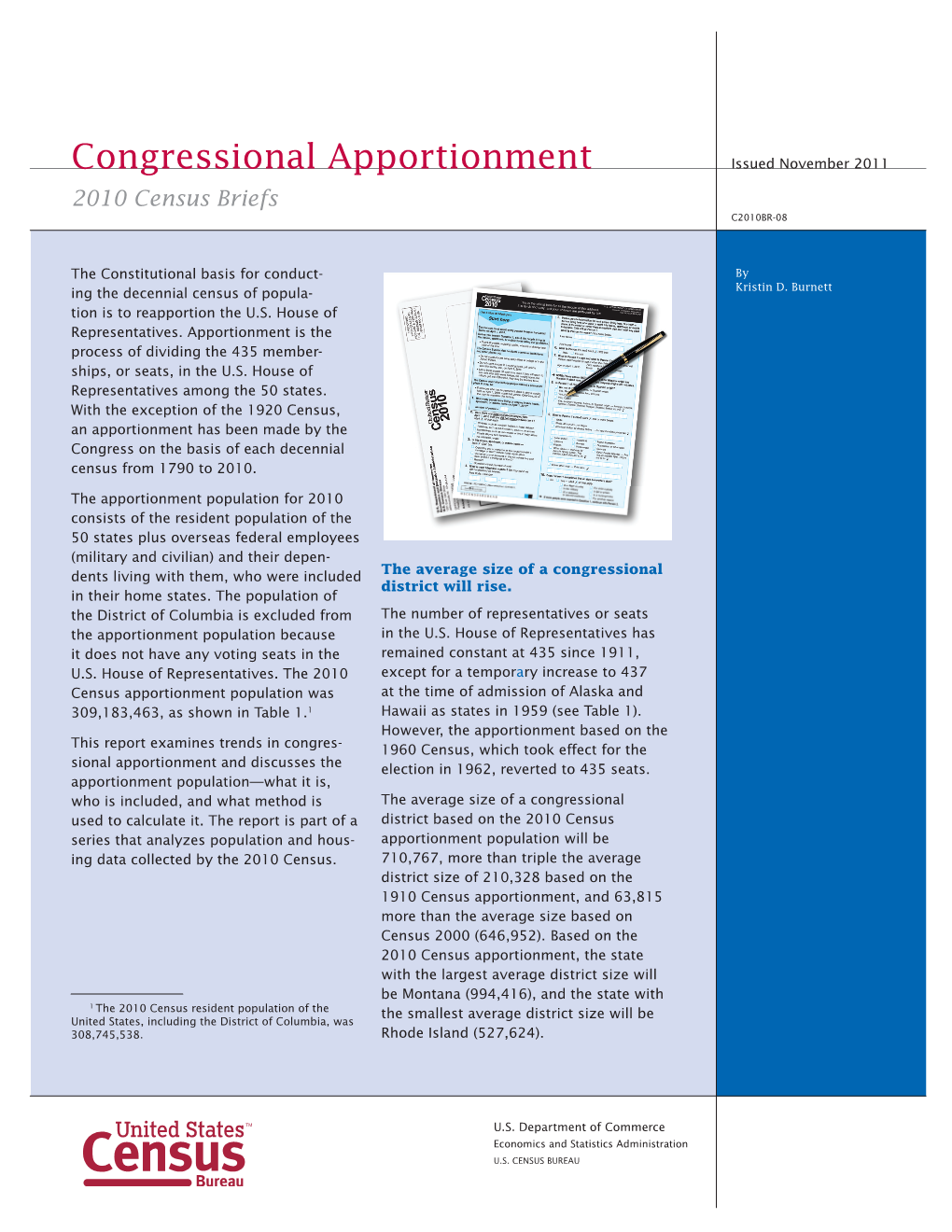 Congressional Apportionment, 2010 Census